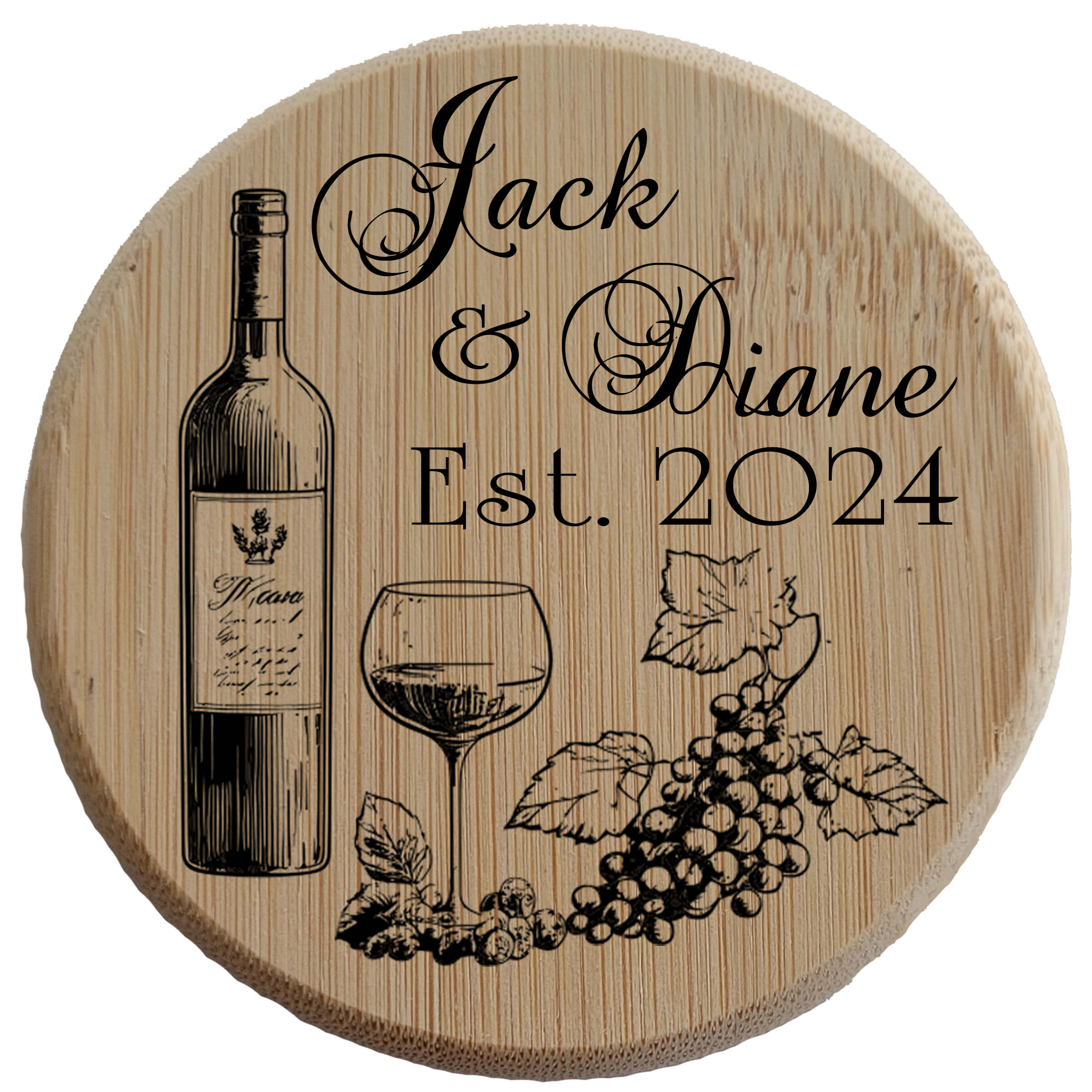 Personalized Wedding Favor - Wine and Grapes
