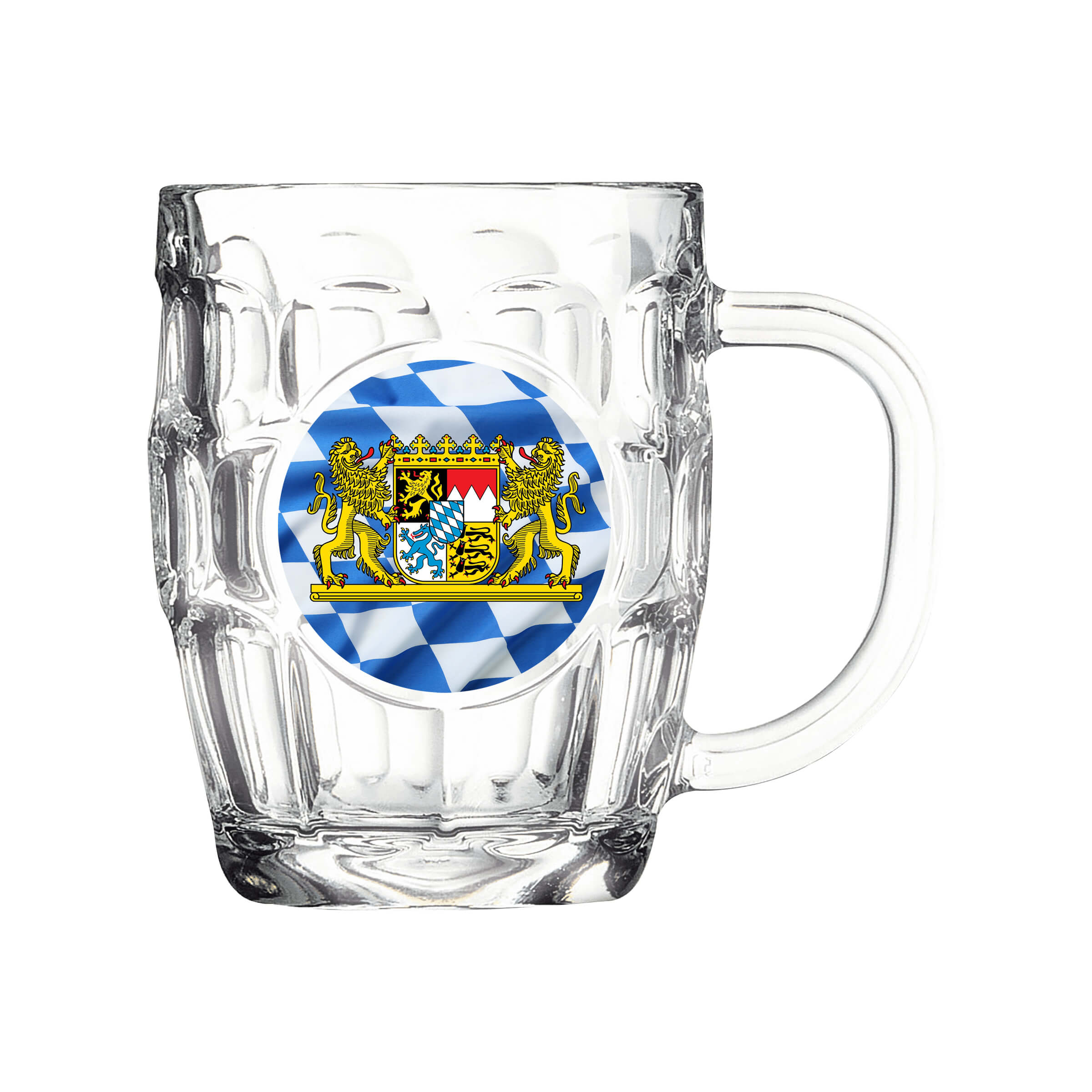 Dimple Beer Mug - Bavaria Flag and Lion Crest
