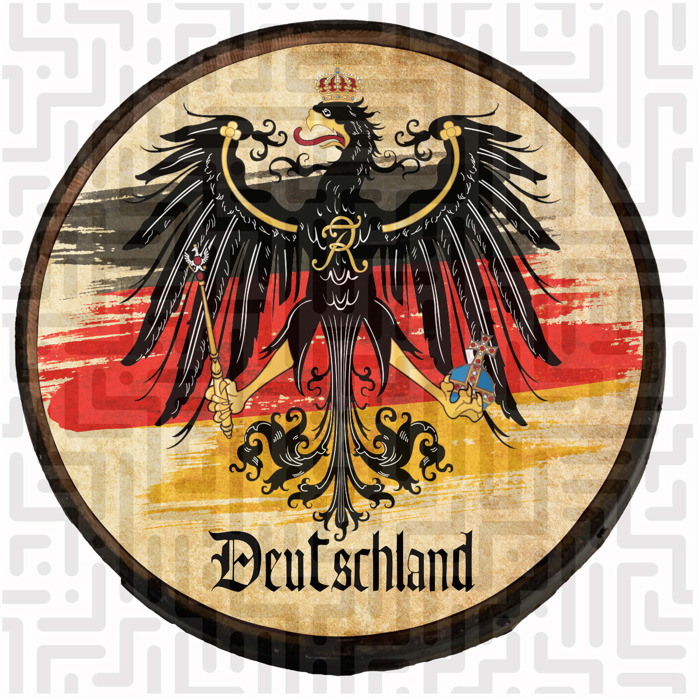 Deutschland Eagle Crest with Flag