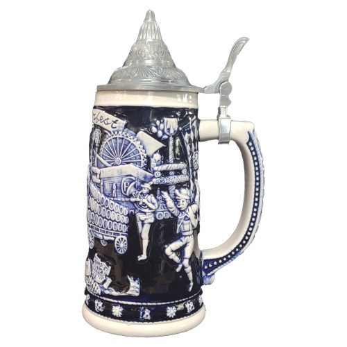 German Oktoberfest Beer Stein with Pewter Lid