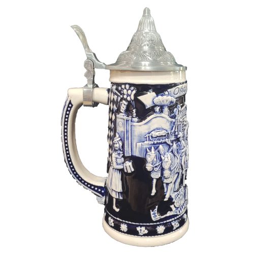German Oktoberfest Beer Stein with Pewter Lid