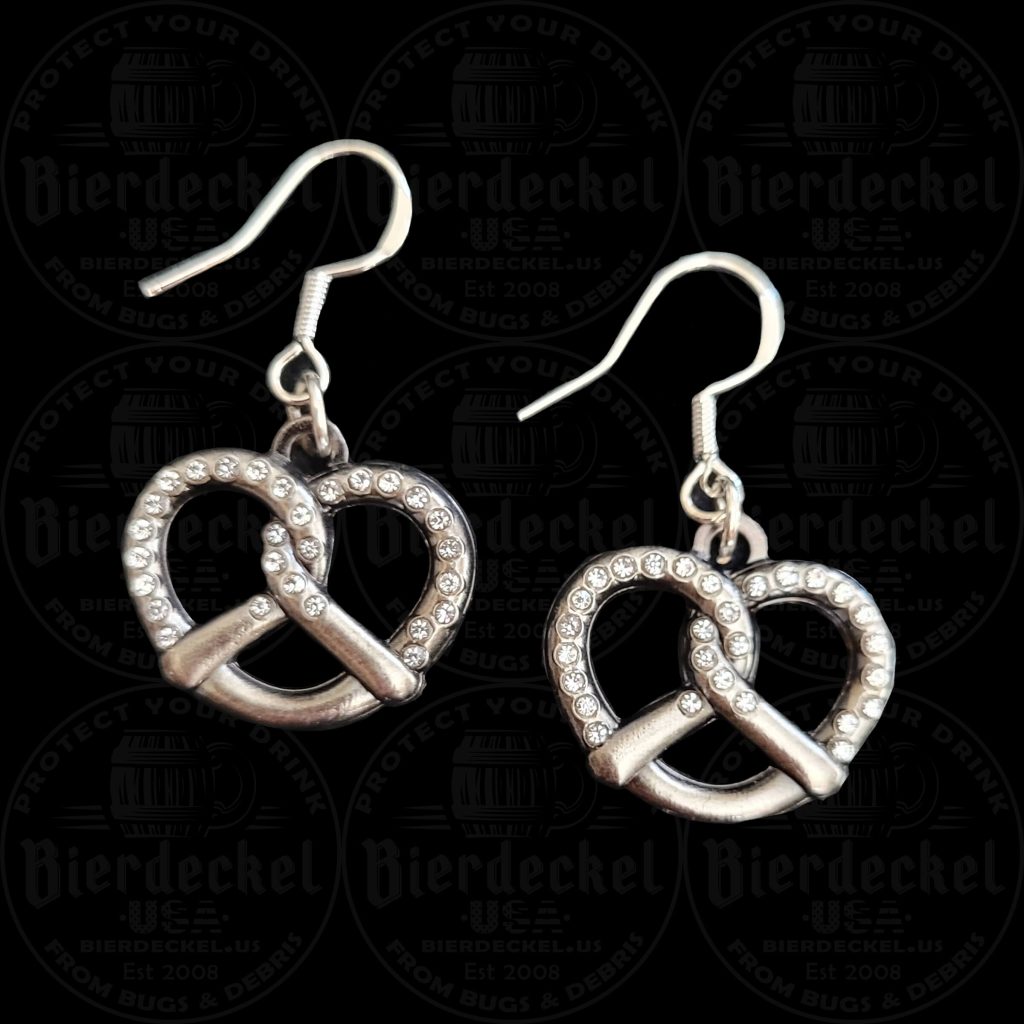 Bavarian Pretzel Earrings with Rhinestone "Salt"