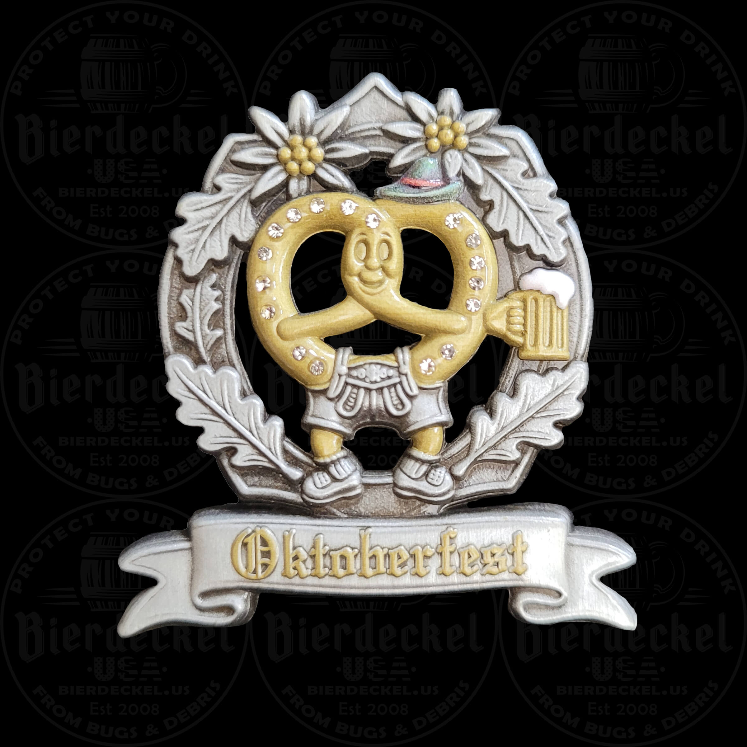 Oktoberfest Pretzel Lederhosen Hat Pin