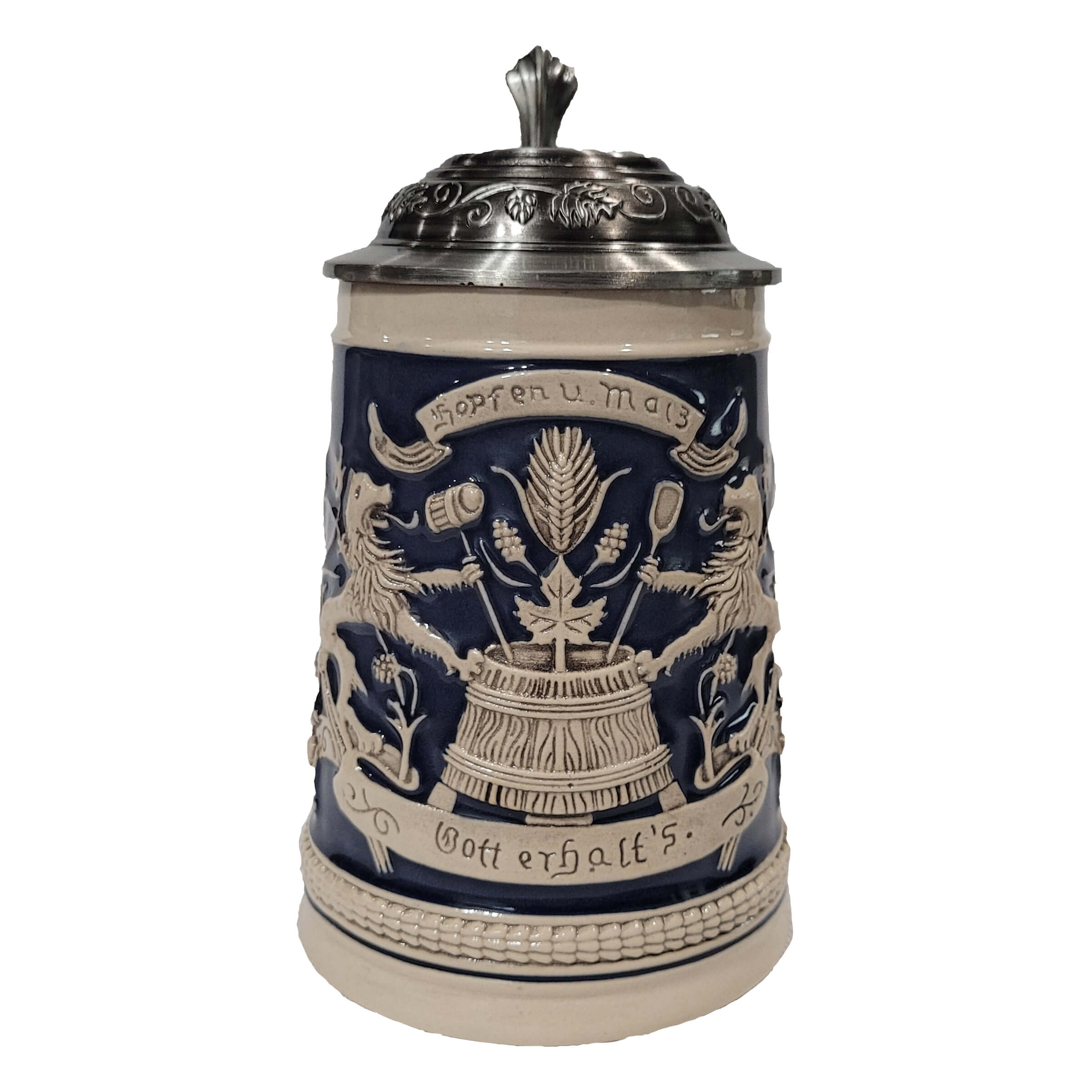 Hopfen u. Malz Lidded Collectors Stein