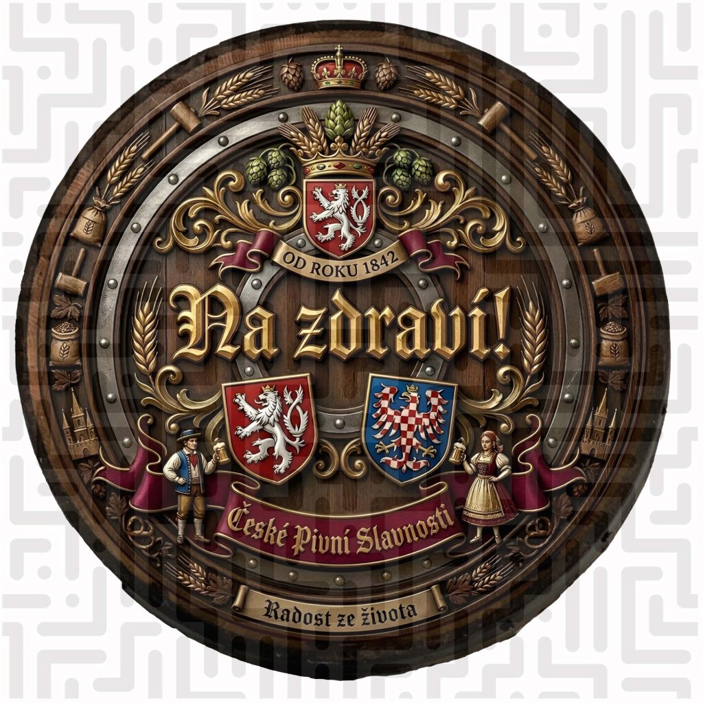 Na zdraví! Czech Heritage Wooden Barrel Wall Hanging