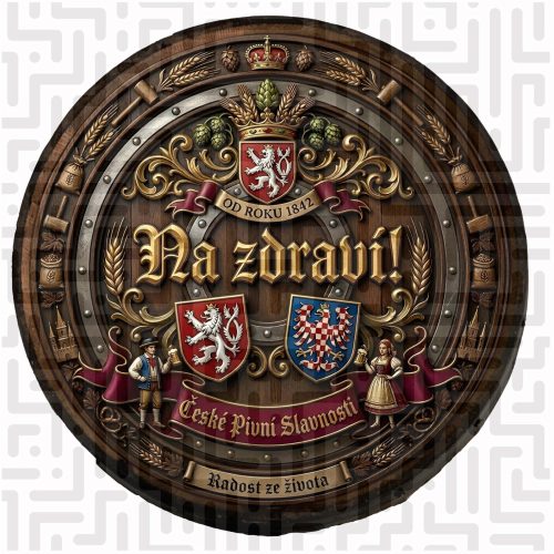 Na zdraví! Czech Heritage Wooden Barrel Wall Hanging