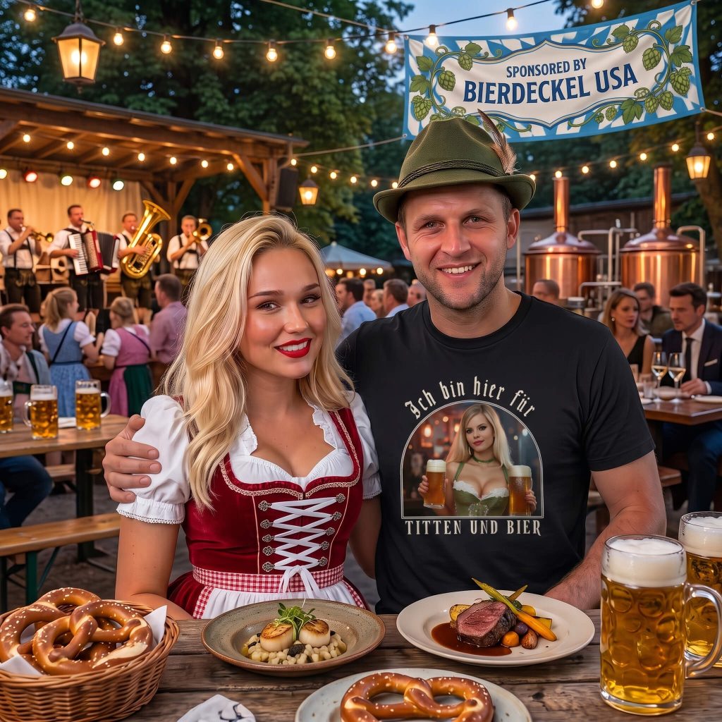 Ich Bin Hier Fur Titten und Bier Shirt | Funny Oktoberfest Tee | Bierdeckel