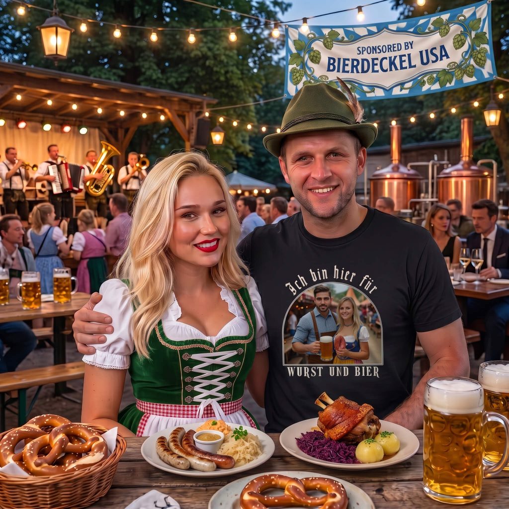 Ich Bin Hier Fur Wurst und Bier Shirt | Funny Oktoberfest Tee | Bierdeckel