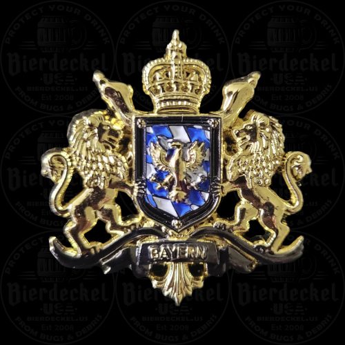 Bavarian Heritage Crest Hat Pin Celebrate your German ancestry and elevate your traditional festival attire with our intricately detailed Bavarian Heritage Crest Hat Pin. Whether you are attending a local polka festival, raising a stein at a Munich Biergarten, or adding the finishing touches to your favorite Tyrolean hat, this striking accessory perfectly captures the essence of Old World pride and historic European heraldry. Designed with a high-contrast, premium aesthetic, this lapel pin is a true standout piece. The centerpiece of the design features two majestic golden Bavarian lions rampant, proudly supporting a classic royal shield. The shield itself is beautifully detailed with the iconic blue and white Bavarian flag pattern (Rautenwappen) overlaid with a striking golden eagle. The crest is elegantly topped with a detailed royal crown, while a scrolling banner at the base boldly displays "BAYERN" (Bavaria) in raised metallic lettering. Crafted from heavy-duty, brilliant gold-tone metal, this festival pin is built to last through years of celebrations while maintaining its vintage, premium look. Key Features & Specifications Iconic Heraldry: Features two traditional Bavarian lions, a royal crown, and a golden eagle set against a classic shield. Premium Materials: Struck in high-quality gold-tone metal with vibrant blue and white enamel diamond accents. High-Contrast Finish: Deep relief craftsmanship ensures the intricate crest details and majestic lions pop perfectly against the dark felt of a traditional alpine hat. Ideal Dimensions: Perfectly sized to give it a bold, regal presence without weighing down your headwear or clothing. Secure Fastening: Equipped with a sturdy, reliable backing to keep your pin firmly in place while you enjoy the festival and celebrate. How to Style Your Heritage Hat Pin In traditional Bavarian and Tyrolean culture, hat pins, crests, and boar hair brushes are worn on the left side of the hat. The classic, symmetrical shape of this Bavarian Heritage Crest Hat Pin makes it the perfect anchor piece to layer alongside other vintage hiking pins or Edelweiss accessories. Not wearing a hat to the festival? This versatile, high-quality crest looks incredibly sharp pinned to the lapel of a traditional Trachten jacket, a canvas bag, or a leather festival harness. Authentic Festival Gear from Bierdeckel USA When it comes to authentic festival wear, the details make all the difference. This piece was specifically designed to reflect traditional German heraldry and the true spirit of Oktoberfest. Add this classic golden crest to your collection today and wear your heritage with pride!