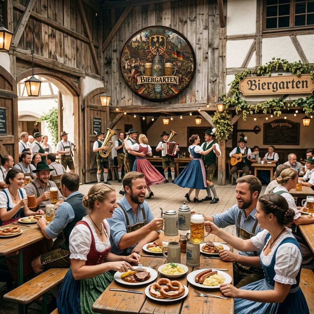 Biergarten Village Wooden Barrel Wall Hanging