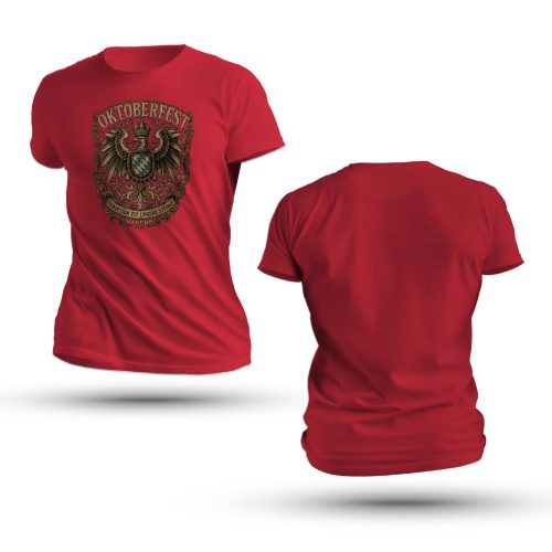Tradition Eagle Oktoberfest Shirt featuring a crowned heraldic eagle, blue-and-white shield, and Tradition Ist Unsere Stärke banner.