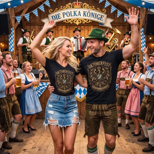 Tradition Eagle Oktoberfest Shirt featuring a crowned heraldic eagle, blue-and-white shield, and Tradition Ist Unsere Stärke banner.